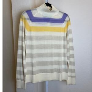 Nike Golf Womens Ivory Striped Wool Long Sleeve Turtleneck Vintage Sweater MED